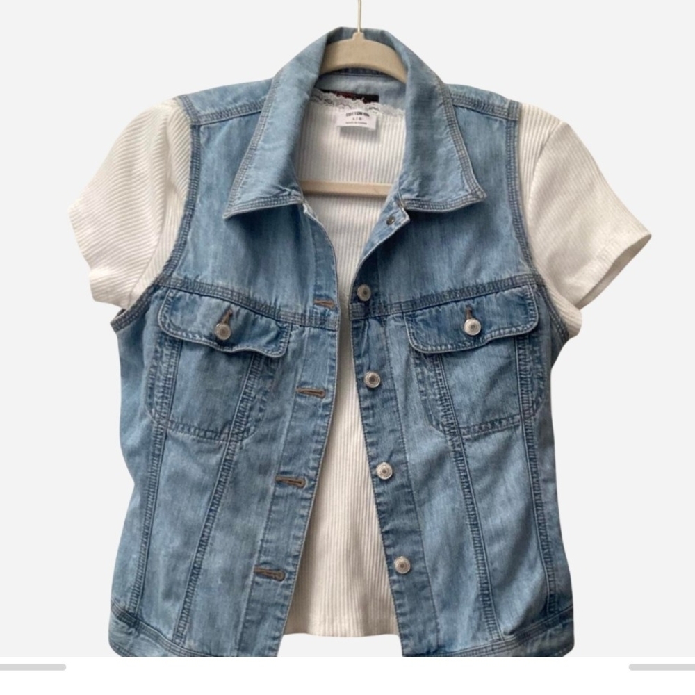 Pre-owned GAP Light Blue Denim Vest - Picture 4 of 7